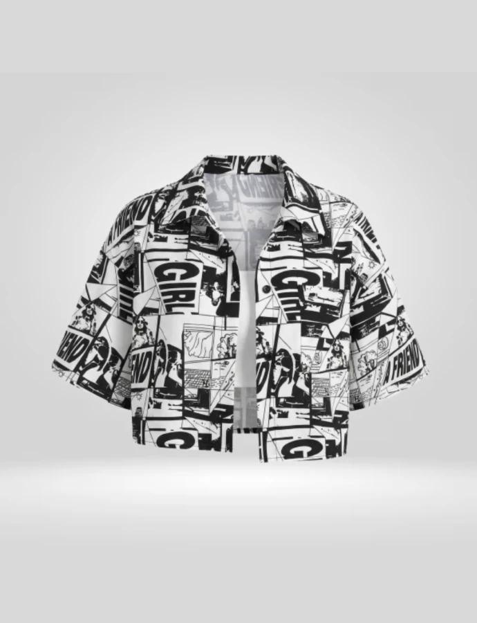 Camisa Crop Gráfica Blanco
