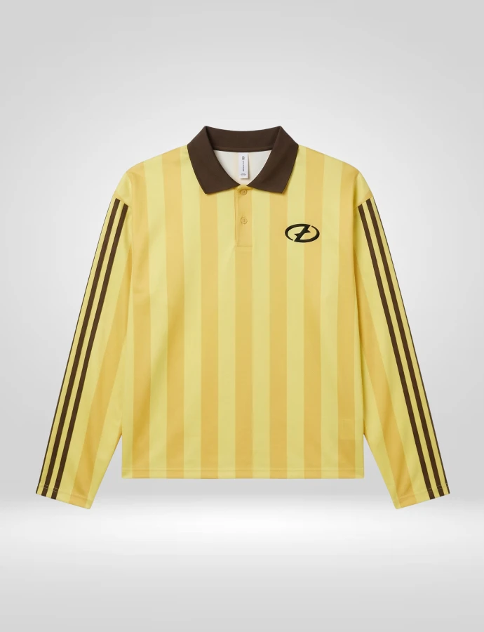 Camiseta Manga Larga a Rayas Verticales Amarilla
